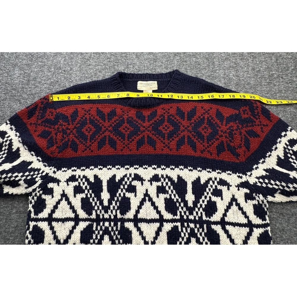 American Eagle Fair Isle Sweater Mens Sz L Lambs Wool Chunky Knit Nordic Cabin - Picture 5 of 13